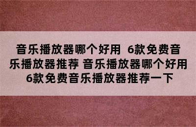 音乐播放器哪个好用  6款免费音乐播放器推荐 音乐播放器哪个好用 6款免费音乐播放器推荐一下